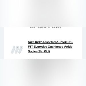 BIG KIDS NIKE 3 PAIR ANKLE SOCKS SZ M